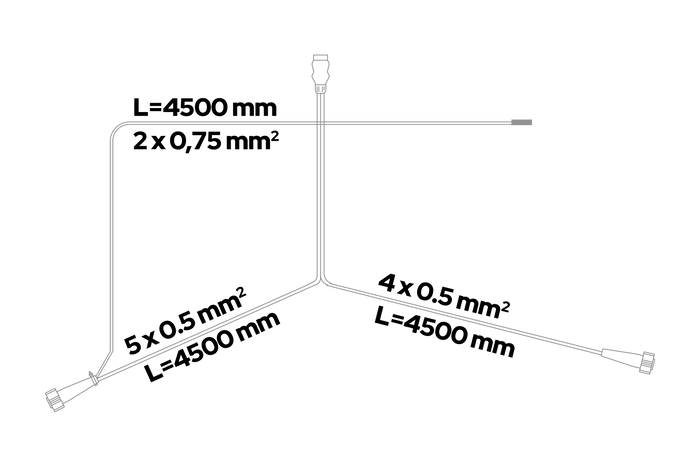 ASPÖCK Elektroinstallation Anhängerkabelbaum 4,5m 7 Pol Stecker Bajonett 2x 5 Pol