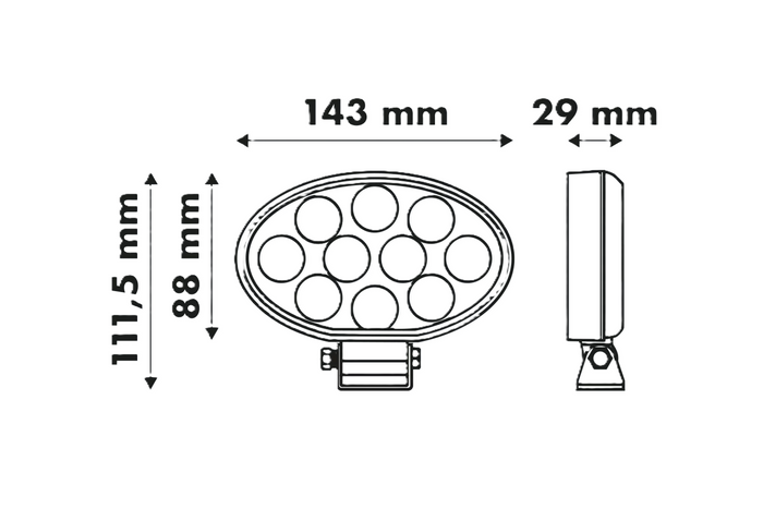 LED-Arbeitsscheinwerferreflektor LAYTZ LY7401 40xLED 4000lm oval