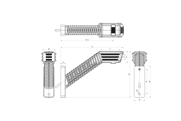WAŚ 2552P W297.5.1 SPOT LED-Rechtsmarkierungsleuchte an einem langen Arm