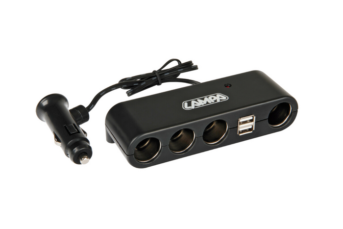 Zigarettenanzünder-Verteiler LAMP 4x 12/24V + 2x USB